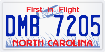 NC license plate DMB7205