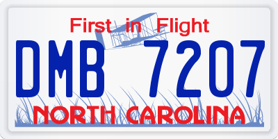 NC license plate DMB7207