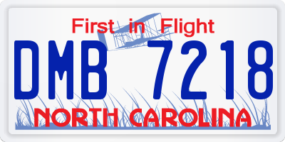 NC license plate DMB7218