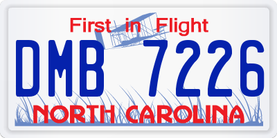 NC license plate DMB7226