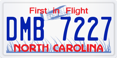 NC license plate DMB7227