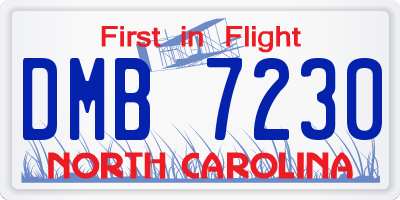 NC license plate DMB7230