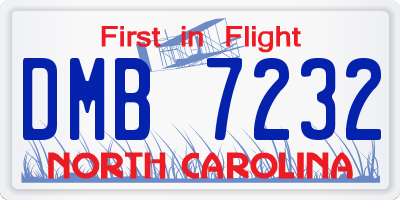 NC license plate DMB7232