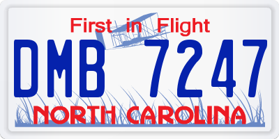 NC license plate DMB7247