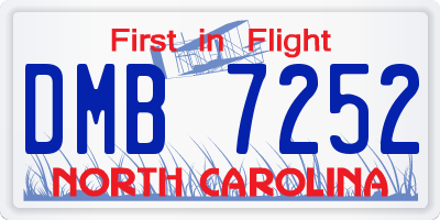 NC license plate DMB7252