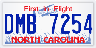 NC license plate DMB7254