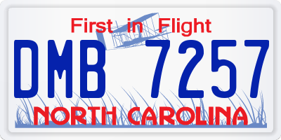 NC license plate DMB7257