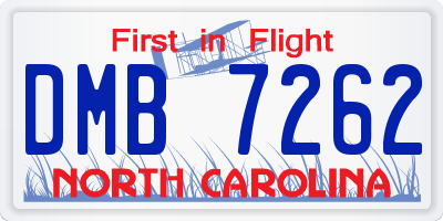 NC license plate DMB7262