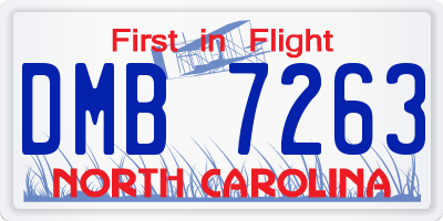 NC license plate DMB7263