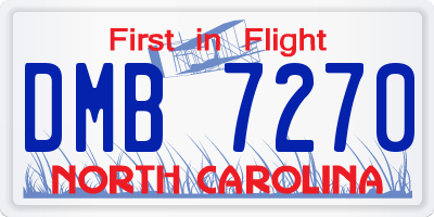 NC license plate DMB7270