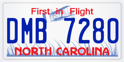 NC license plate DMB7280