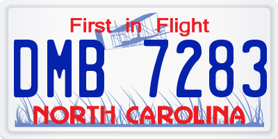 NC license plate DMB7283