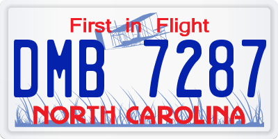 NC license plate DMB7287