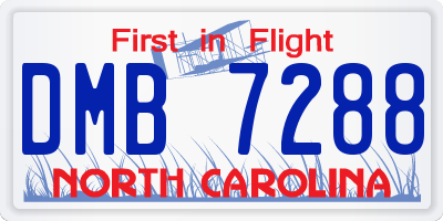 NC license plate DMB7288