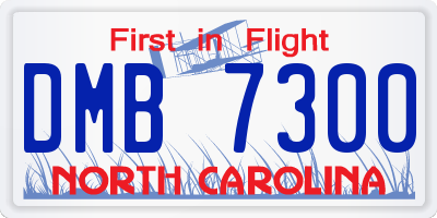 NC license plate DMB7300