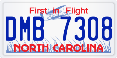 NC license plate DMB7308