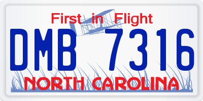 NC license plate DMB7316