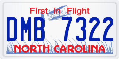 NC license plate DMB7322