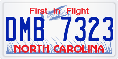 NC license plate DMB7323