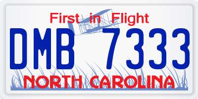 NC license plate DMB7333