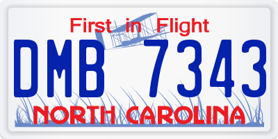 NC license plate DMB7343
