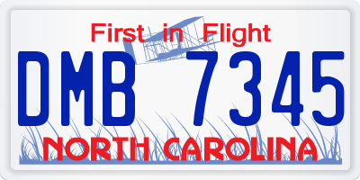 NC license plate DMB7345