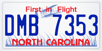 NC license plate DMB7353