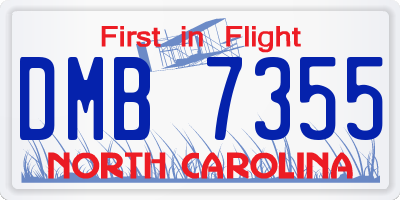 NC license plate DMB7355