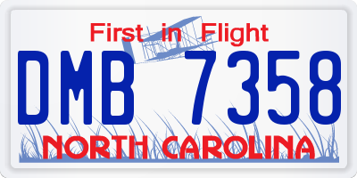 NC license plate DMB7358