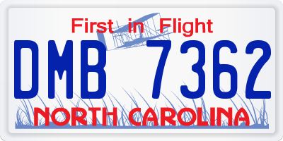 NC license plate DMB7362