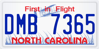 NC license plate DMB7365