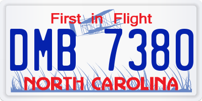 NC license plate DMB7380