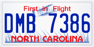 NC license plate DMB7386