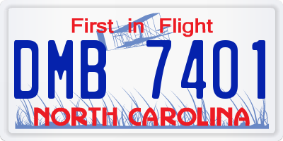 NC license plate DMB7401