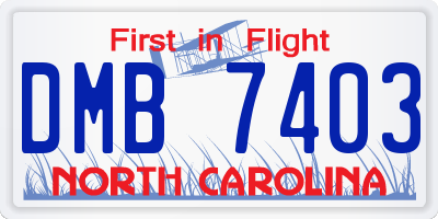NC license plate DMB7403