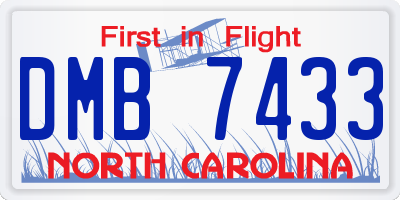 NC license plate DMB7433