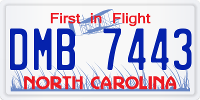 NC license plate DMB7443