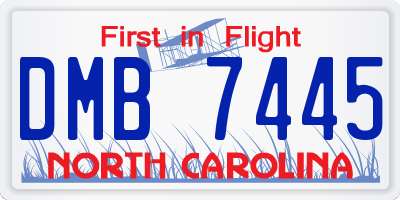NC license plate DMB7445
