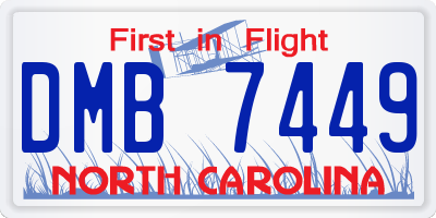NC license plate DMB7449
