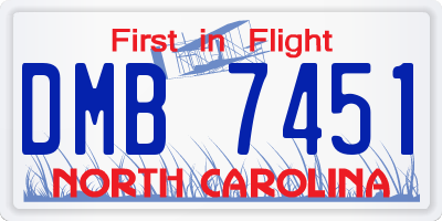 NC license plate DMB7451