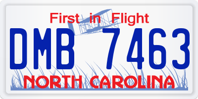 NC license plate DMB7463