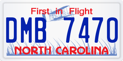 NC license plate DMB7470