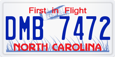 NC license plate DMB7472