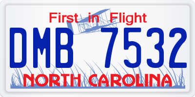 NC license plate DMB7532