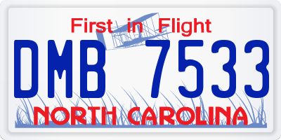 NC license plate DMB7533