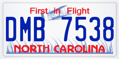 NC license plate DMB7538