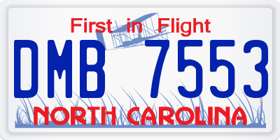 NC license plate DMB7553