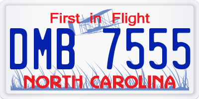 NC license plate DMB7555