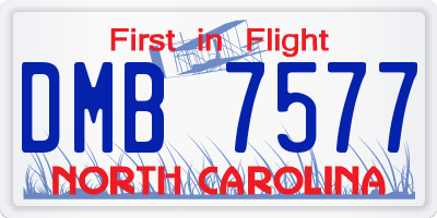 NC license plate DMB7577