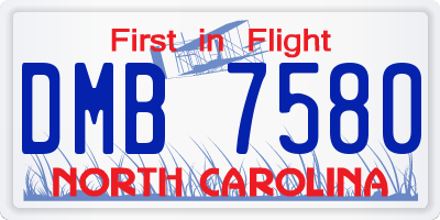 NC license plate DMB7580